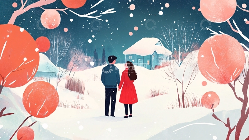 高清大图下载【趣麦麦图】冬季温馨插画3
