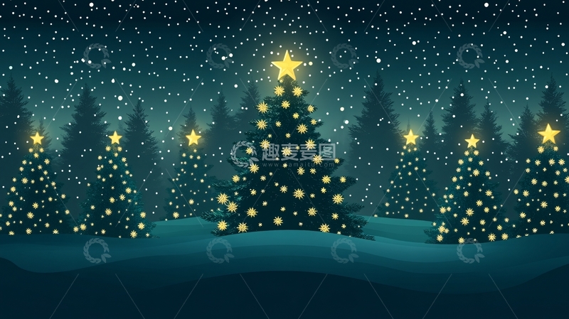 高清大图下载【趣麦麦图】圣诞树夜景