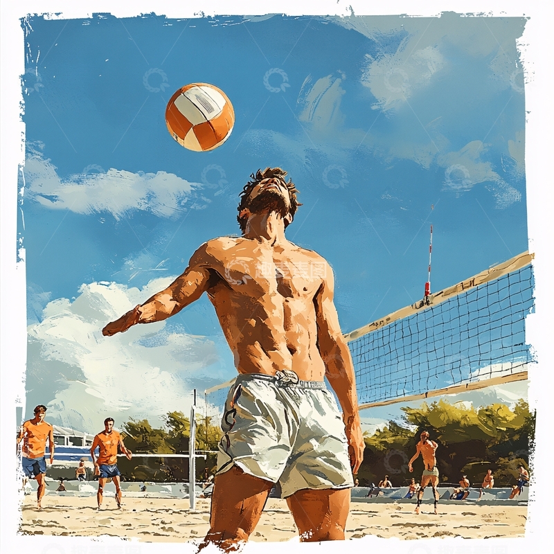 高清大图下载【趣麦麦图】排球馆装饰画