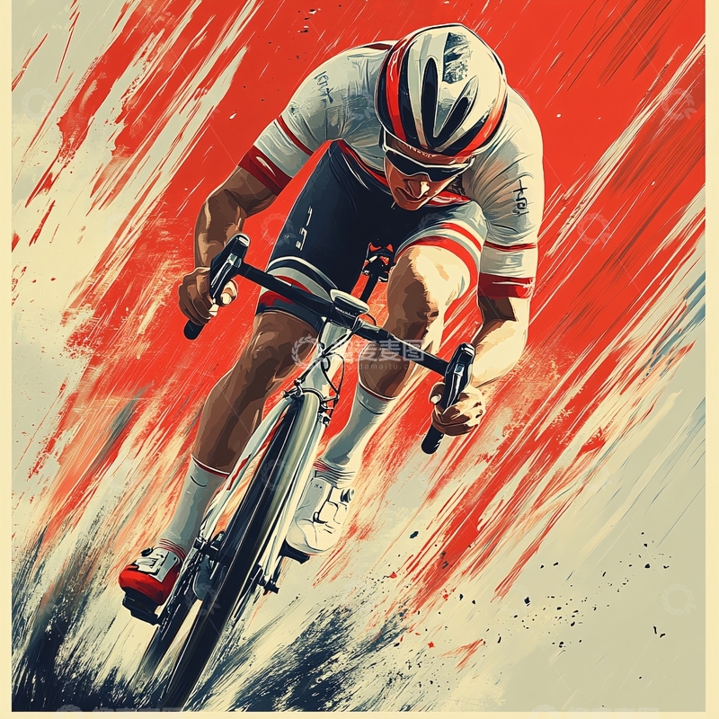 高清大图下载【趣麦麦图】骑车运动手绘