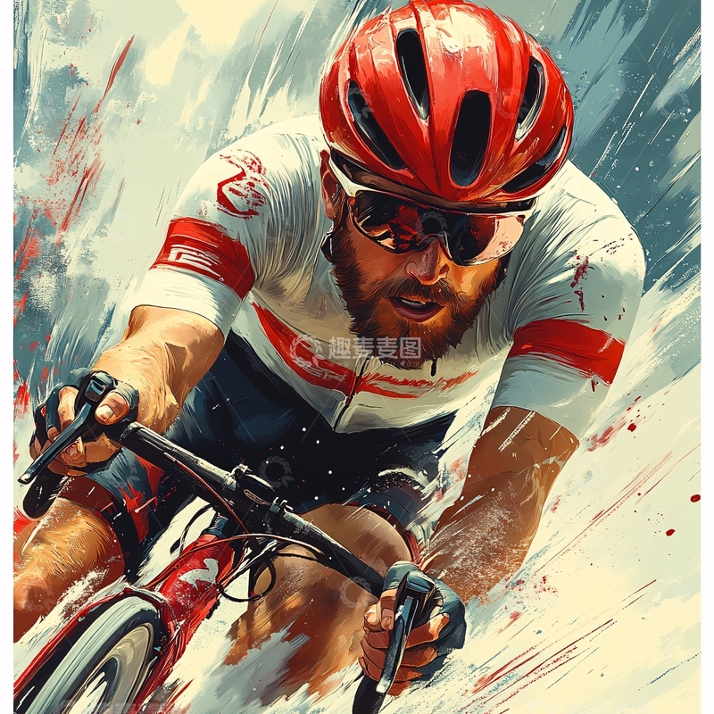 高清大图下载【趣麦麦图】骑车运动手绘2