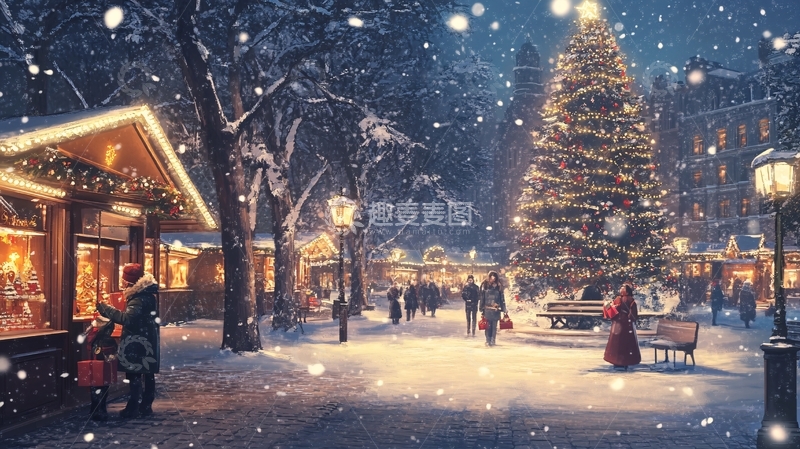高清大图下载【趣麦麦图】欧洲小镇圣诞节4