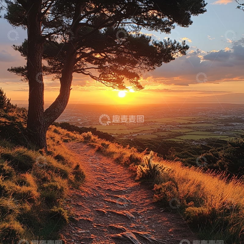 高清大图下载【趣麦麦图】唯美夕阳小路2