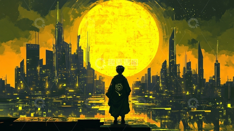 高清大图下载【趣麦麦图】月球造访赛博朋克风