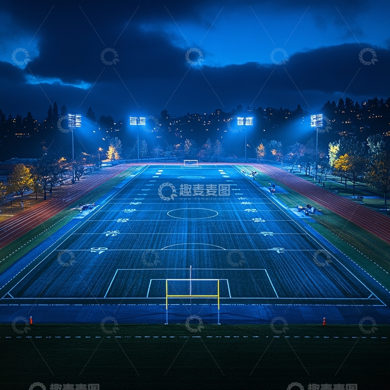 高清大图下载【趣麦麦图】青春足球场夜景