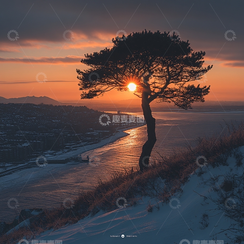 高清大图下载【趣麦麦图】松桧峰日落