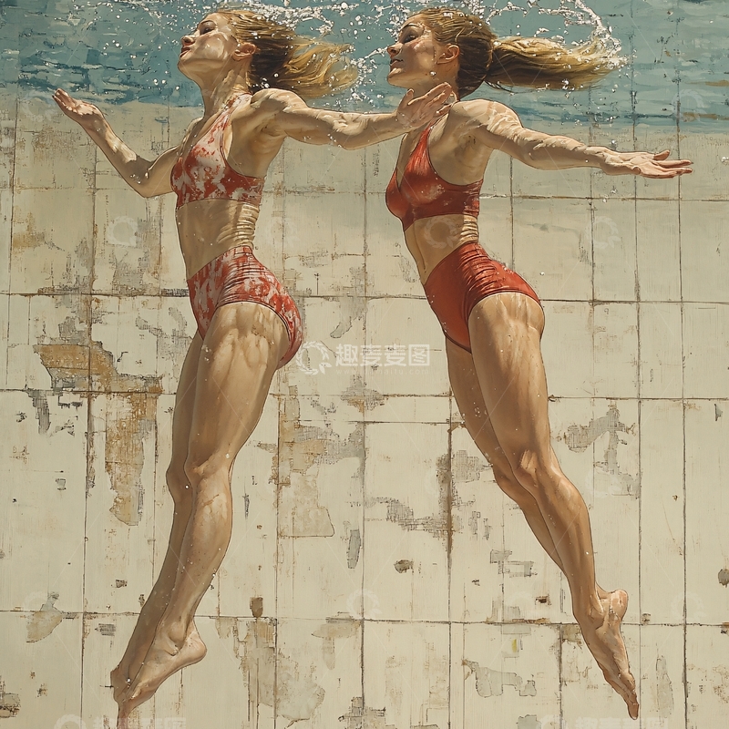 高清大图下载【趣麦麦图】游泳墙画