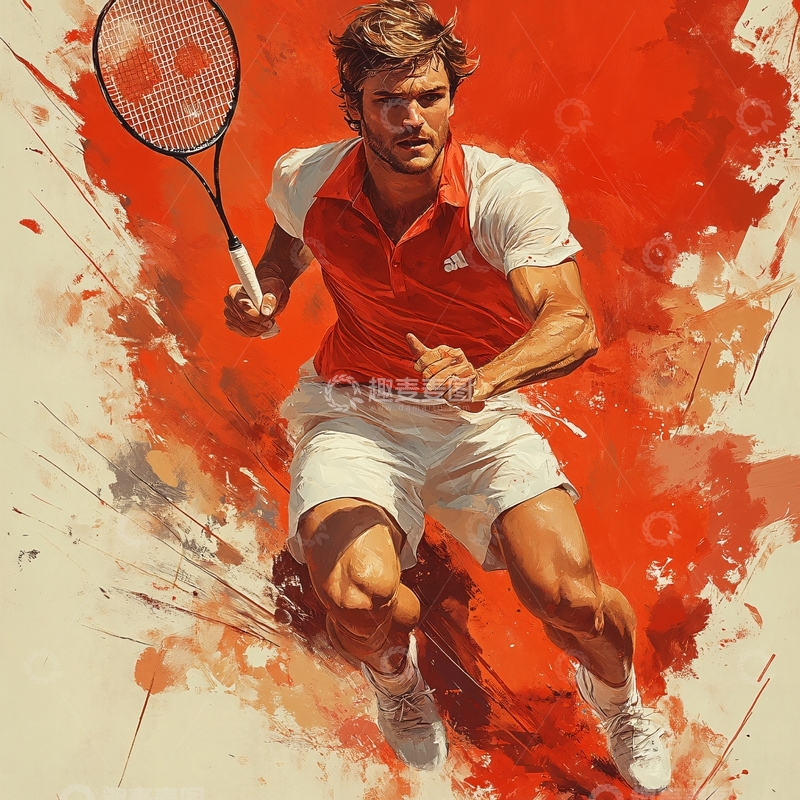 高清大图下载【趣麦麦图】网球运动插画