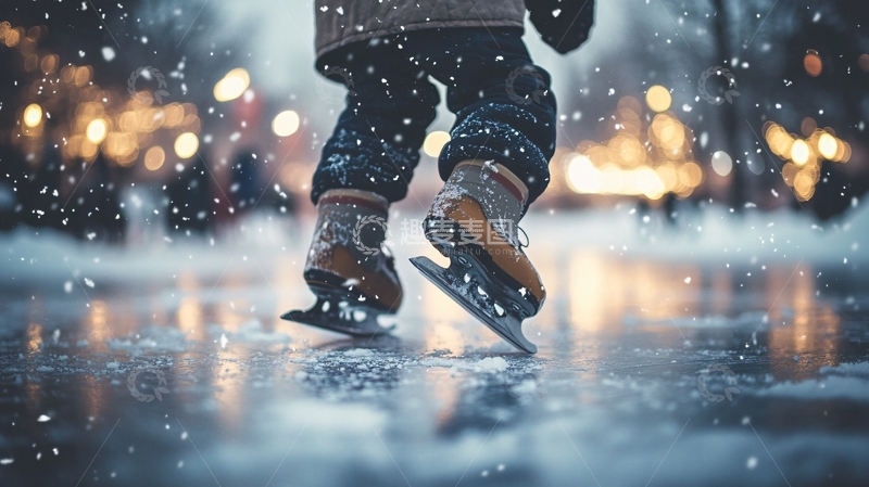 高清大图下载【趣麦麦图】夜下滑冰