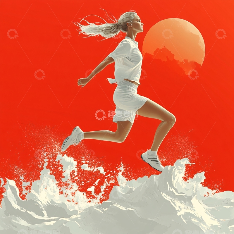 高清大图下载【趣麦麦图】奔跑插画