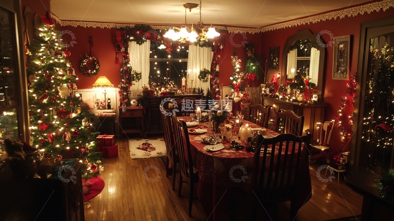 高清大图下载【趣麦麦图】圣诞节聚餐平安夜晚餐4