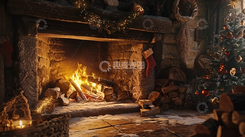 高清大图下载【趣麦麦图】舒适的壁炉