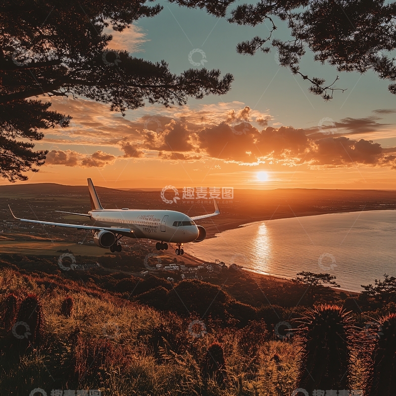 高清大图下载【趣麦麦图】夕阳下的飞行2