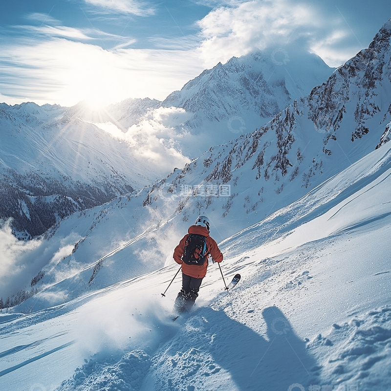 高清大图下载【趣麦麦图】登山滑雪