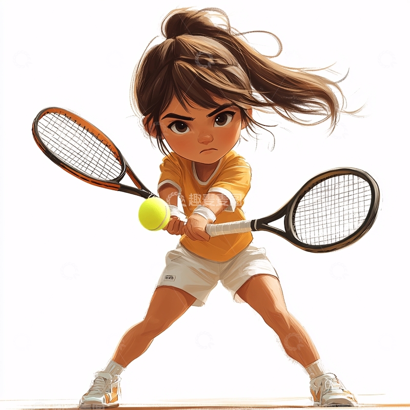 高清大图下载【趣麦麦图】网球少女卡通