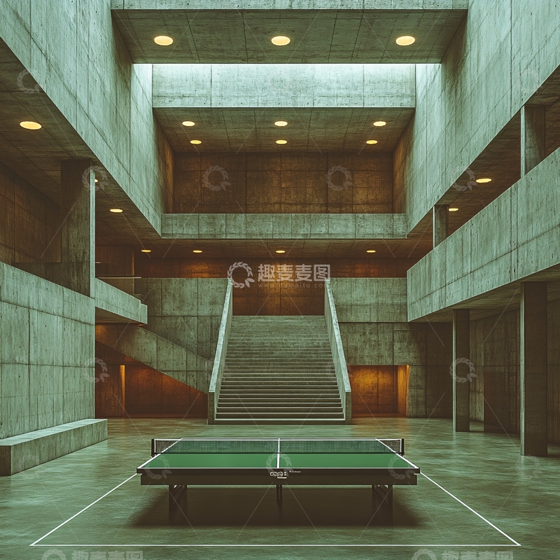 高清大图下载【趣麦麦图】桌球运动楼梯墙1