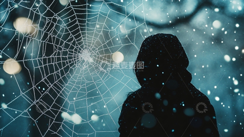 高清大图下载【趣麦麦图】夜晚灯光蜘蛛网