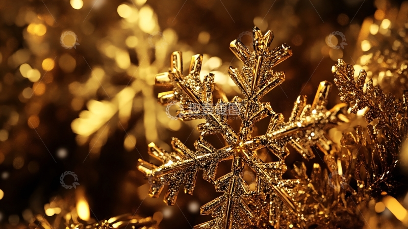 高清大图下载【趣麦麦图】简约金色雪花1
