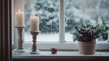 冬天窗前落雪1