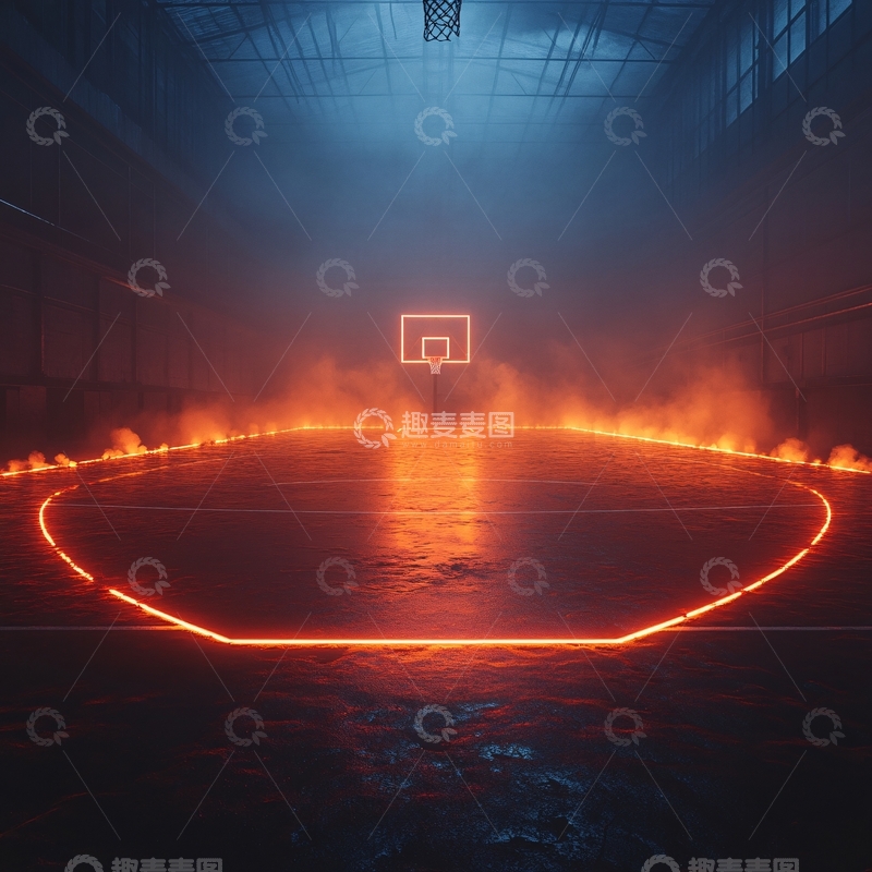 高清大图下载【趣麦麦图】灯光篮球场