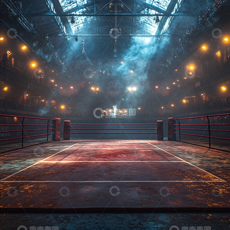 高清大图下载【趣麦麦图】拳击舞台背景1