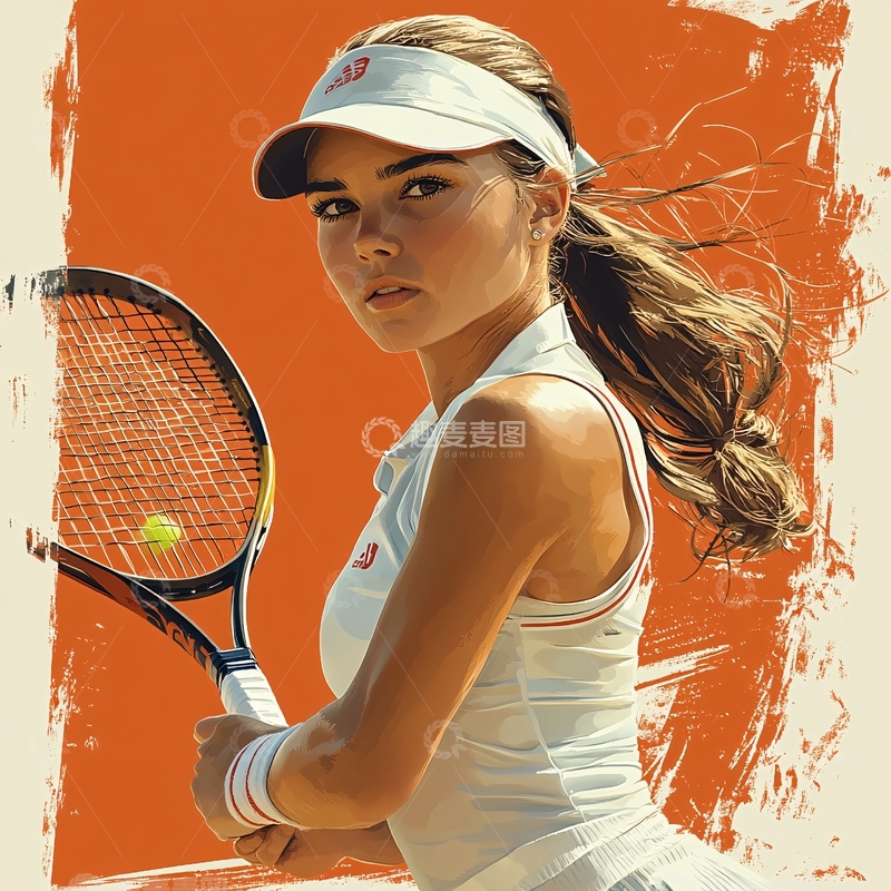 高清大图下载【趣麦麦图】网球运动手绘