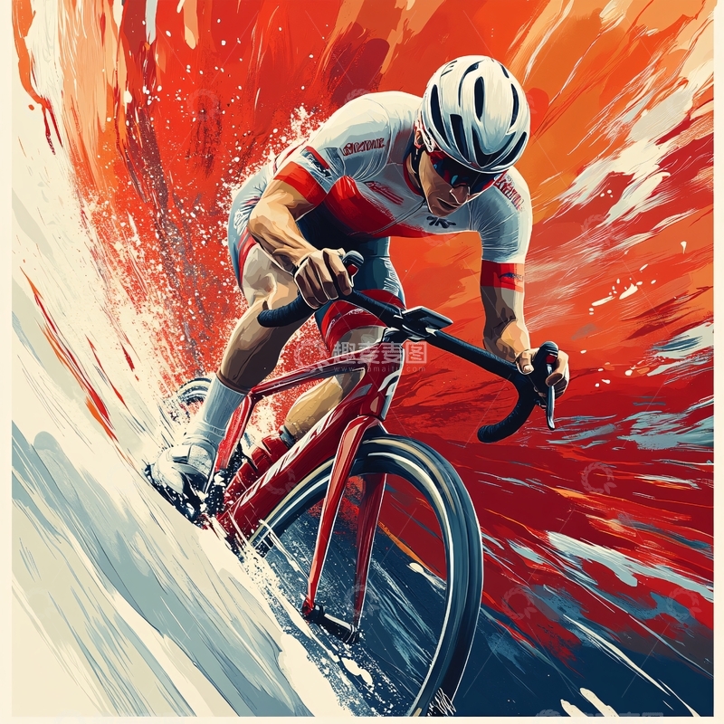 高清大图下载【趣麦麦图】骑车运动手绘5