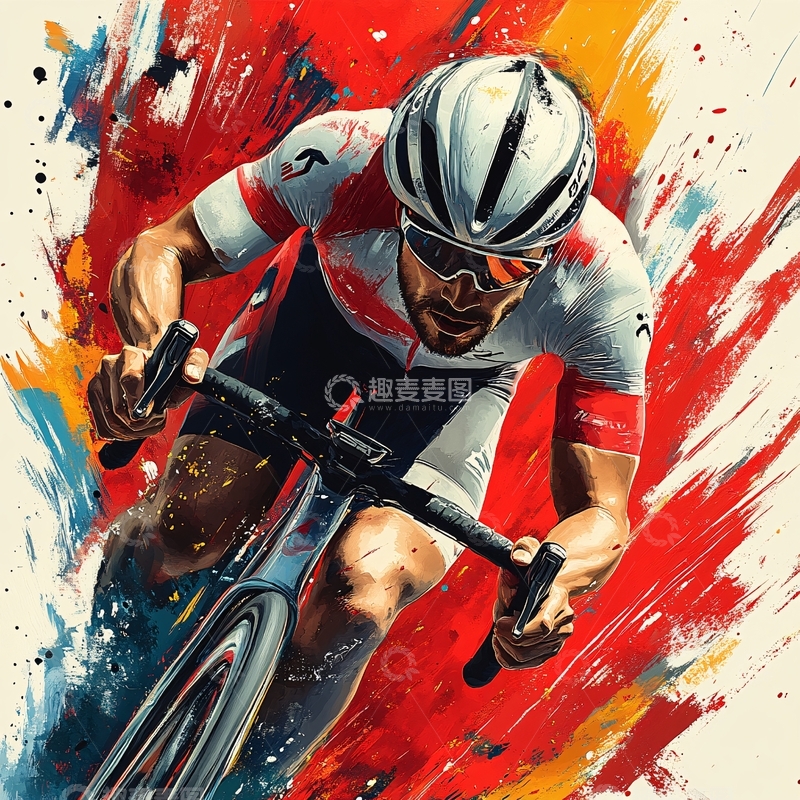 高清大图下载【趣麦麦图】骑车运动手绘3