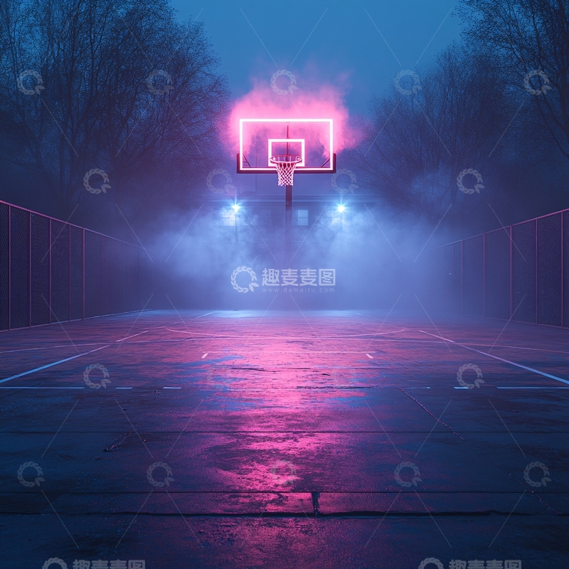 高清大图下载【趣麦麦图】晚上的篮球场