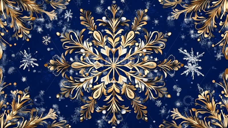 高清大图下载【趣麦麦图】蓝色雪花墙纸2