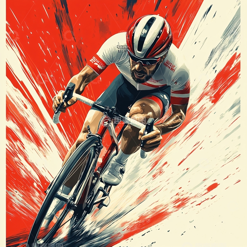 高清大图下载【趣麦麦图】骑车运动手绘6