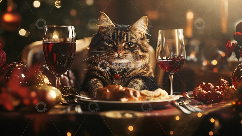 高清大图下载【趣麦麦图】吃火锅的猫