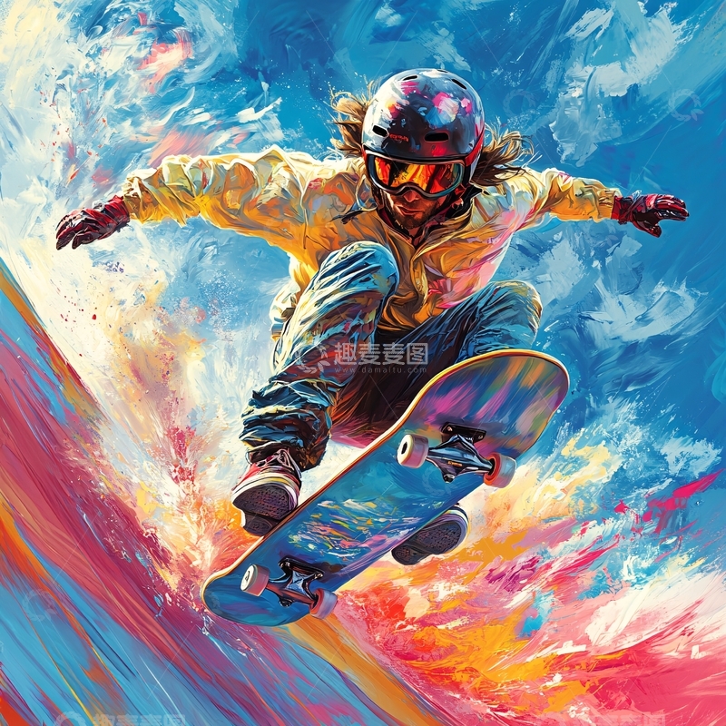 高清大图下载【趣麦麦图】速滑插画2