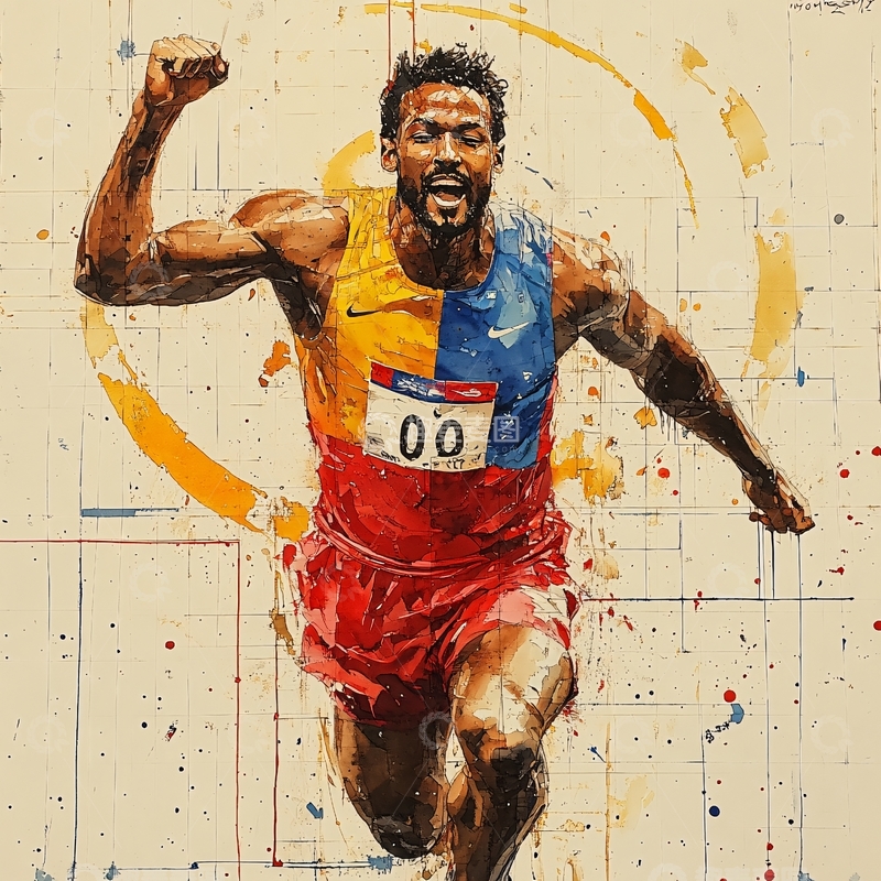 高清大图下载【趣麦麦图】原创插画运动员1