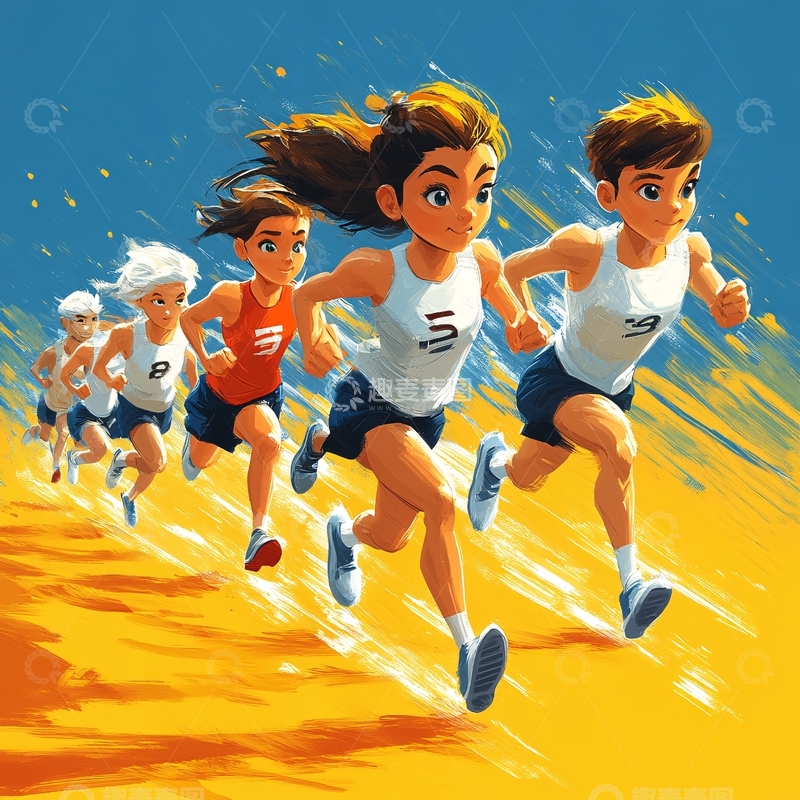 高清大图下载【趣麦麦图】绘本运动跑步插画