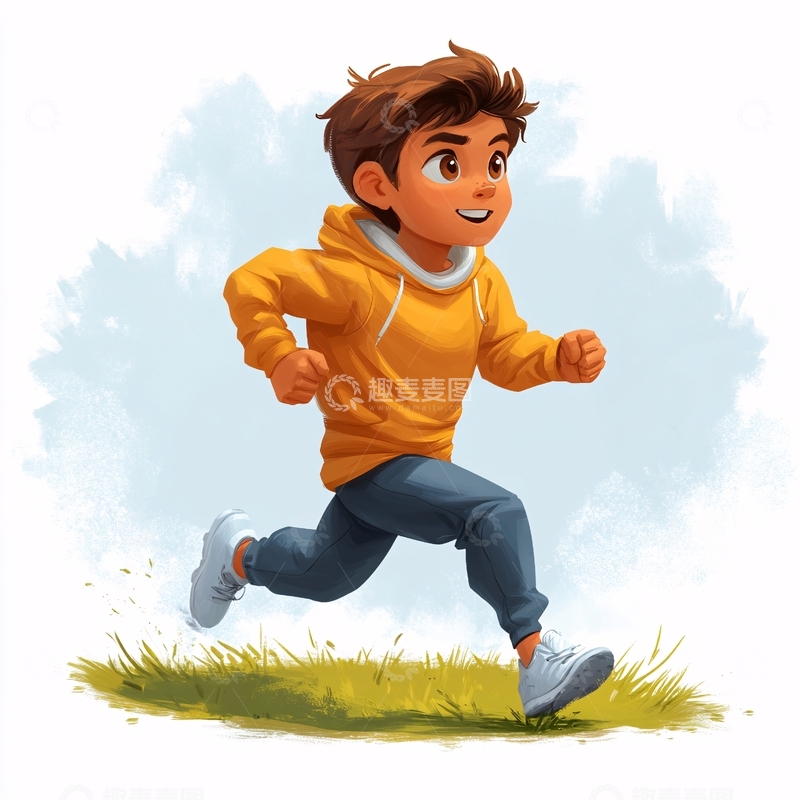 高清大图下载【趣麦麦图】手绘奔跑的少年