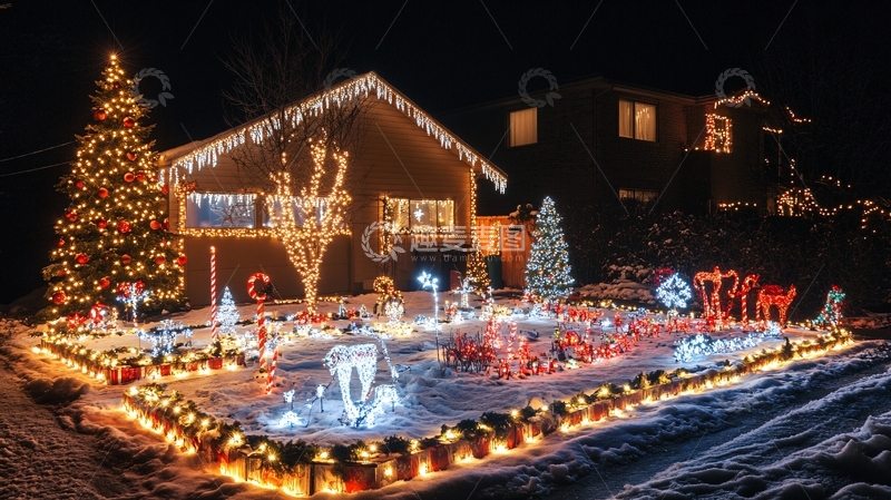 高清大图下载【趣麦麦图】户外圣诞灯饰装扮10