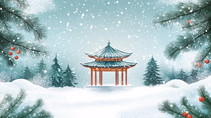 高清大图下载【趣麦麦图】雪中插画
