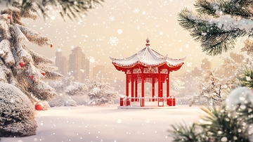 冬天雪景的爱晚亭1