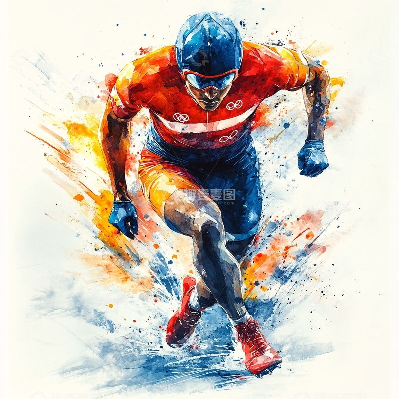 高清大图下载【趣麦麦图】速滑插画1