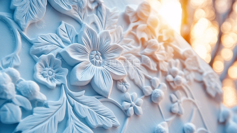 高清大图下载【趣麦麦图】皇家蓝立体感浮雕背景4