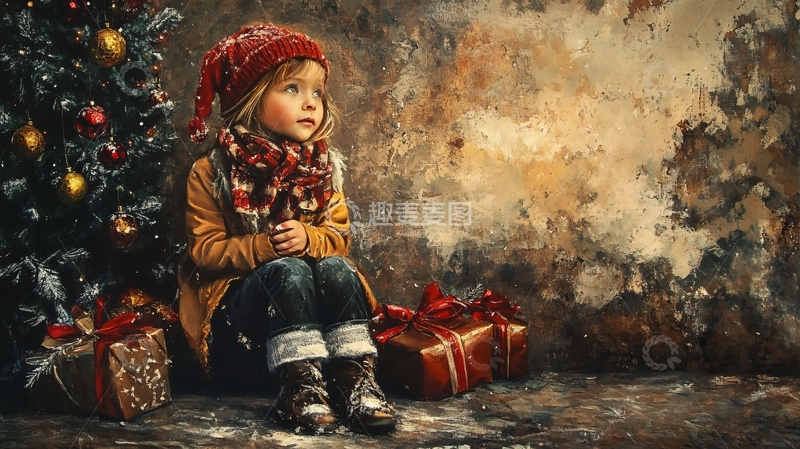 高清大图下载【趣麦麦图】-圣诞节小孩2