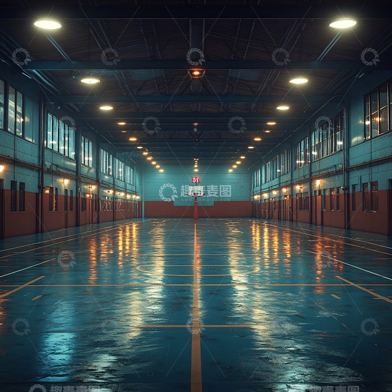 高清大图下载【趣麦麦图】室内蓝球场1