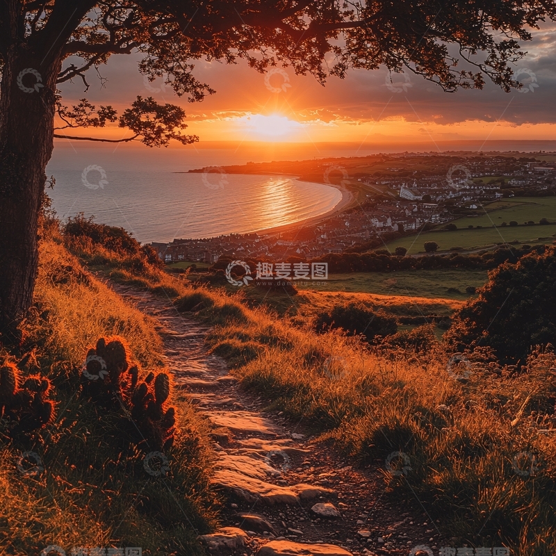 高清大图下载【趣麦麦图】唯美夕阳小路5