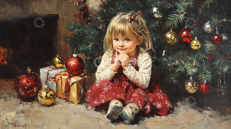 高清大图下载【趣麦麦图】圣诞节油画