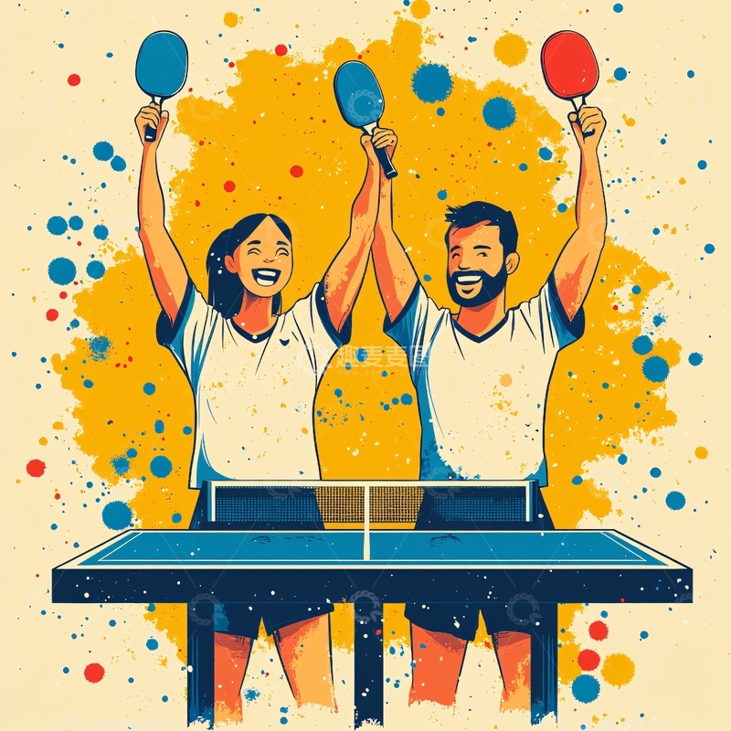高清大图下载【趣麦麦图】乒乓球插画1