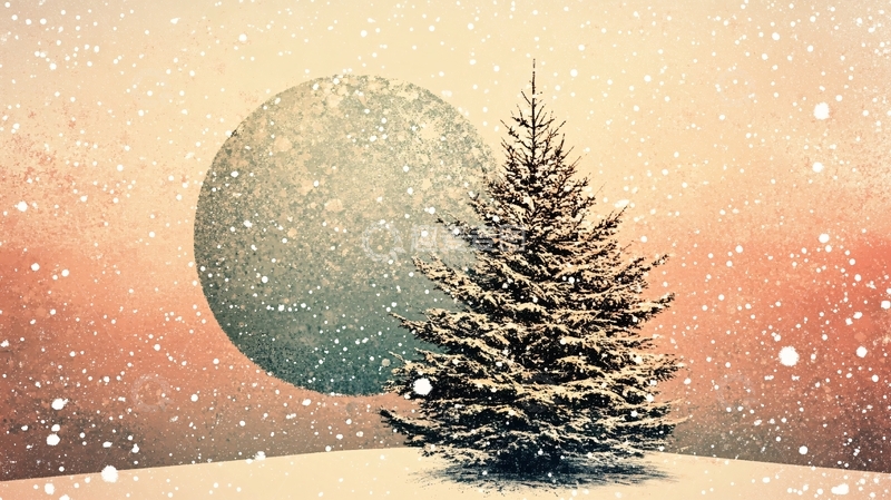 高清大图下载【趣麦麦图】月色下的杉树2