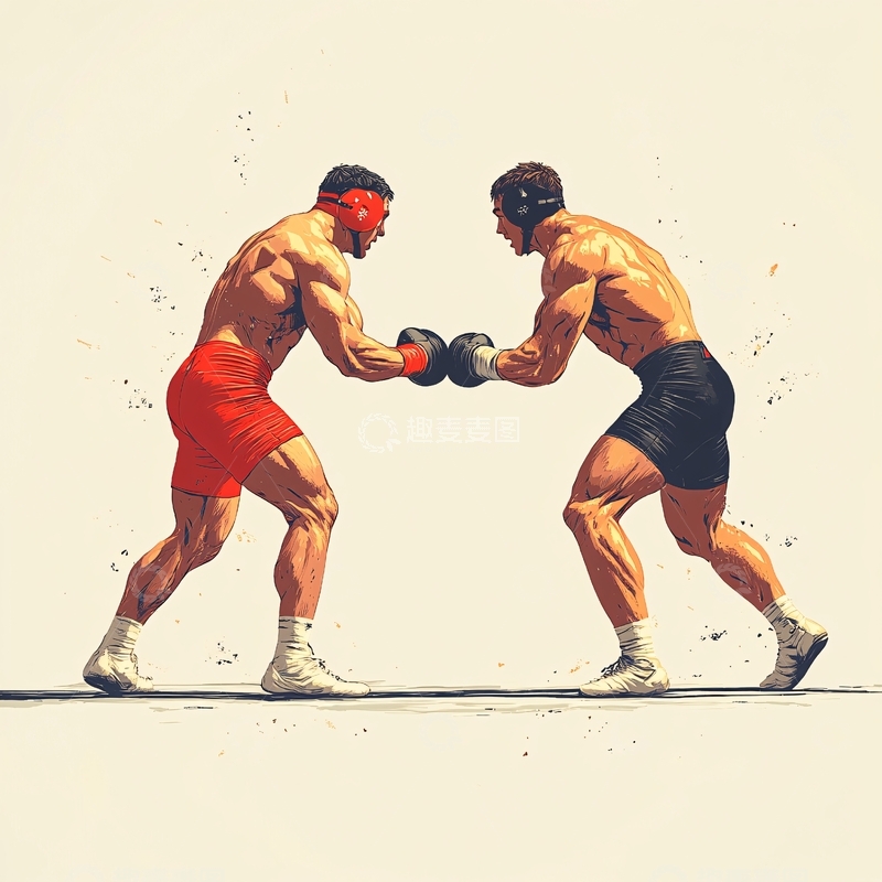 高清大图下载【趣麦麦图】手绘拳击运动插画1