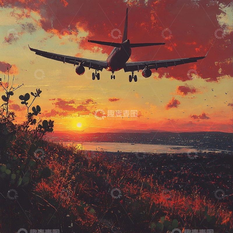 高清大图下载【趣麦麦图】夕阳下的飞行4