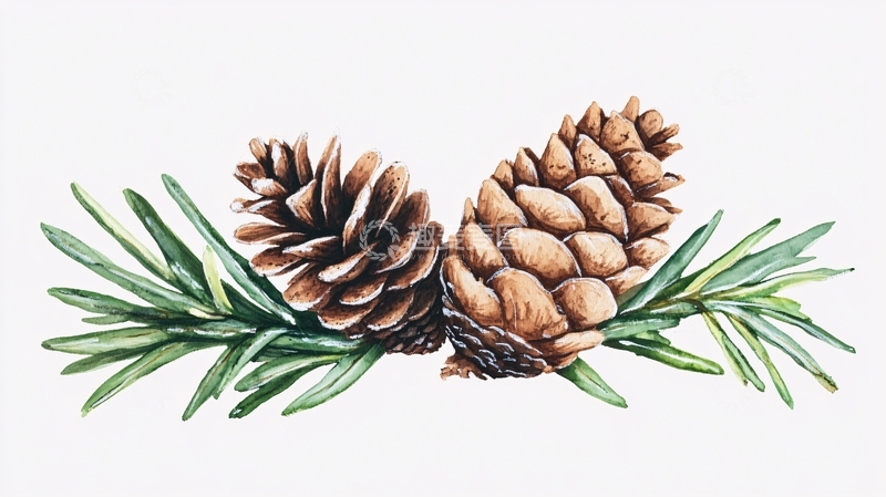 高清大图下载【趣麦麦图】松塔插画2